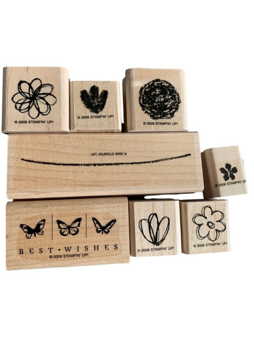 Stampin Up 2006 Wood Rubber Stamps Set Springtime Stems 8pc - Picture 1 of 5